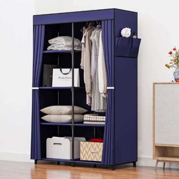 Stylish double clothes wardrobe for hanging clothes and storing essentials.