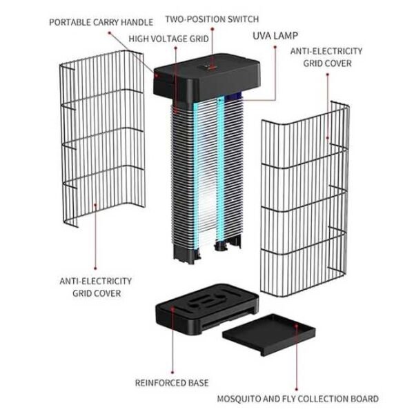 Smart design electric bug zapper with carry handle and UV lamps.