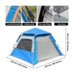 Close view of camping tent features, including fabric, zipper, and top hook.