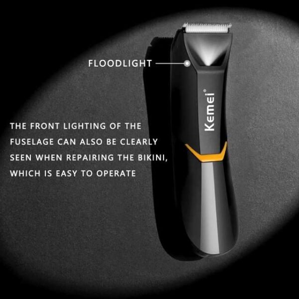 Kemei Hair Trimmer With Floodlight For Safe Grooming In Sensitive Areas.