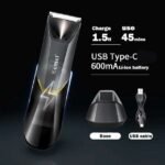 Kemei Hair Shaver With 600mAh Battery, 45-Minute Runtime, And Type-C Charging Cable.