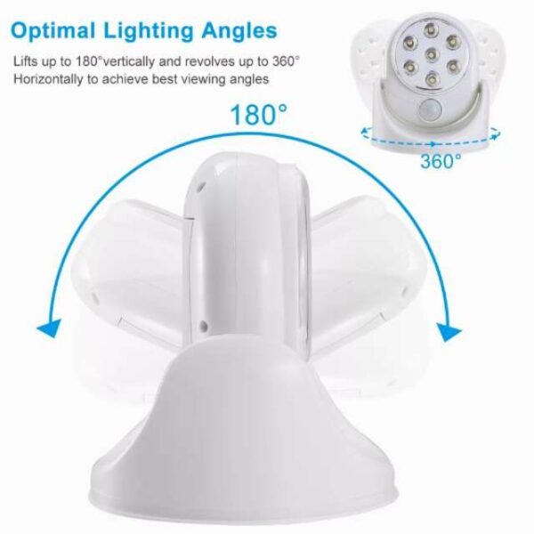 Multidirectional Light Angel motion sensor light with 180° tilt.