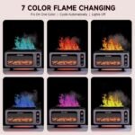 Vintage fireplace aroma diffuser with 7 flame colors for ambiance.