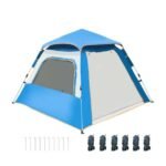 Portable waterproof camping tent in sky blue with easy setup.