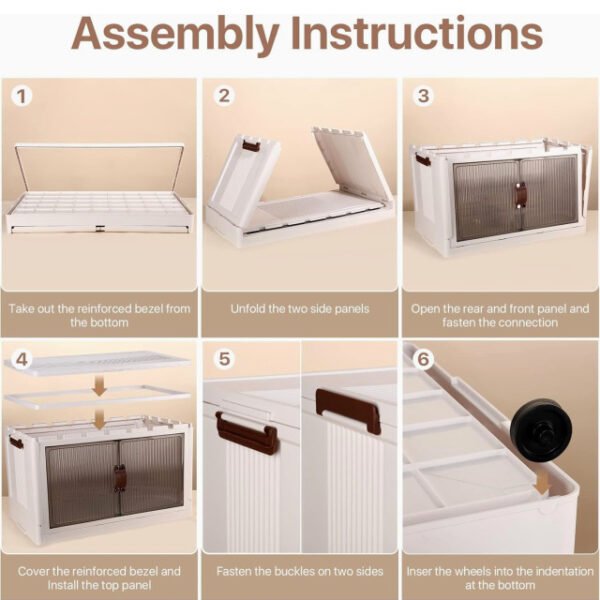 3-Tier storage cabinet with simple assembly instructions and setup process.