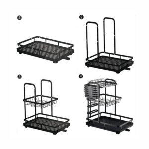 Aluminum Dish Drying Rack with Utensil Holder – 3-Tier Organizer