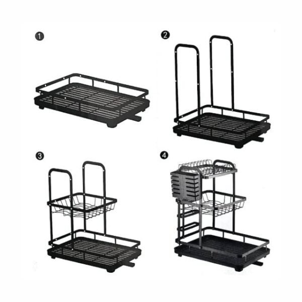 Easy assembly of aluminum dish drying rack in four simple steps.