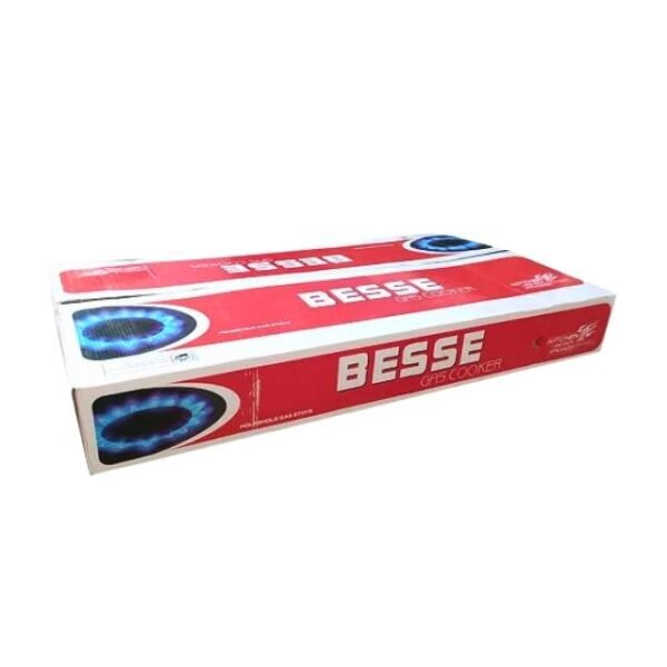 Besse gas stove in compact packaging for indoor and outdoor use.