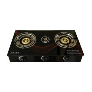 Besse Gas Stove, Tempered Glass 3 Burner Black Cooker