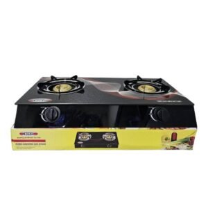 Boko Gas Stove – 2 Burner Black Cooker with Glass Top