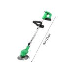 Sleek green cordless grass cutter with adjustable aluminum rod from 90-125 cm.