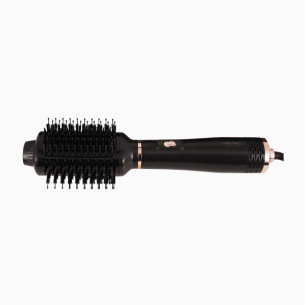 MAC hot air brush with a sleek black body and modern aesthetic for professional styling.