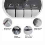 Thermostatic shower mixer with piano keys and three showering modes.