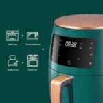 Silvercrest air fryer’s LCD screen showing cooking options and timer for multifunctional use.