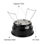 Inverted portable outdoor grill showing sleek design, support feet, stainless steel body, and air vent.