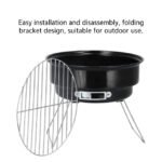 Portable outdoor grill with folding bracket design for easy installation and disassembly.