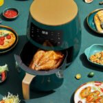 Top-down view of Silvercrest air fryer with advanced cooking options and timer.