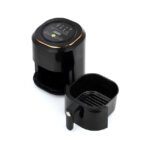Silvercrest digital air fryer in sleek black design with 7.5L basket on white background.