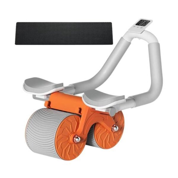 Automatic ab roller with training mat on white background for full-body workouts and core strength.