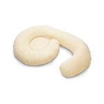 C-shaped pregnancy pillow in cream for back and hip support.