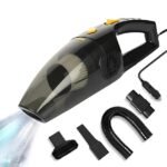 Portable vacuum cleaner for car with brush and corner nozzle.