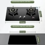 Compact digital gas stove measuring 76 x 44 cm, perfect for any tabletop.