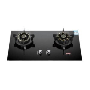 Digital Gas Stove with 2 Burners, Heat Knobs, Slim Glass Top