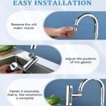 Installation guide for a rotatable kitchen faucet with simple steps.