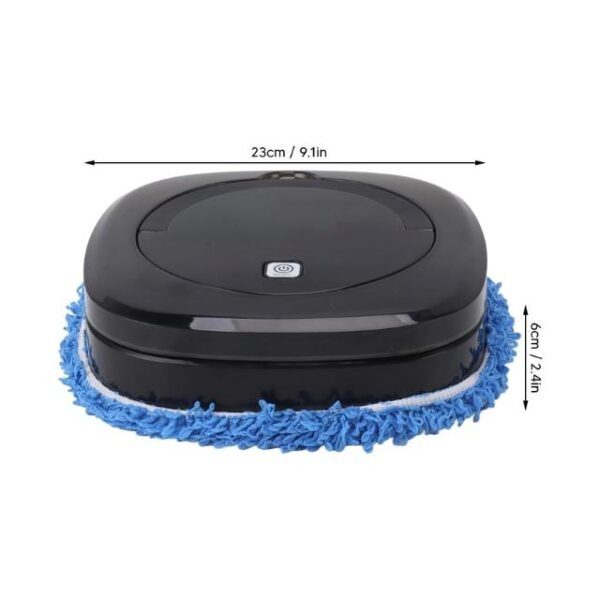 Lightweight and portable floor cleaning robot measuring 23 x 6 cm.