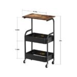 Compact black rolling cart measuring 44 x 30 x 77 cm, ideal for decluttering small spaces.