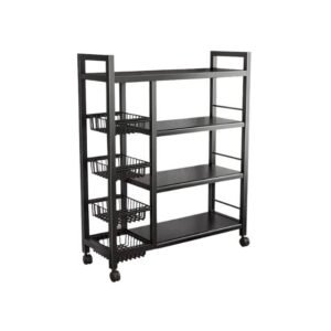 Mobile Storage Trolley, 4 Adjustable Shelves for Kitchen, Bathroom