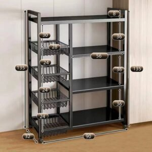 Mobile Storage Trolley, 4 Adjustable Shelves for Kitchen, Bathroom