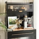 Modern kitchen cabinet in sleek black finish with durable steel construction.