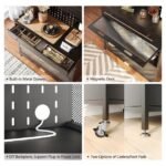Grid view showing features of modern kitchen cabinet including drawer and plug opening.