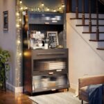 Versatile kitchen cabinet placed in living room for elegant organization.