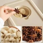 UFORU rice dispenser with herb slot to prevent grain odors.