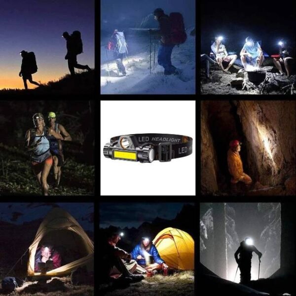 Versatile waterproof headlamp for camping, hiking, and nighttime adventures.