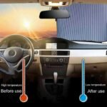 Before and after temperature gauge comparison using sunshade curtain.
