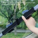 Car sunshade curtain with strong suction cups for secure attachment.