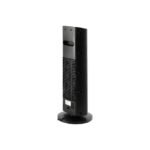 DSP tower fan heater with a vented design and recessed handle shown from the back.