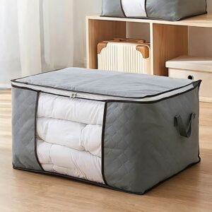 Foldable Storage Bag with Handles for Clothes & Bedding, Grey