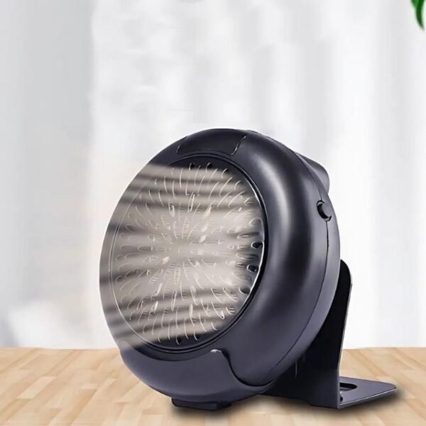 Plug-in space heater on a counter with portable design for any space.