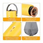 Portable clothes dryer with detachable handle, storage bag, and overheating protection.