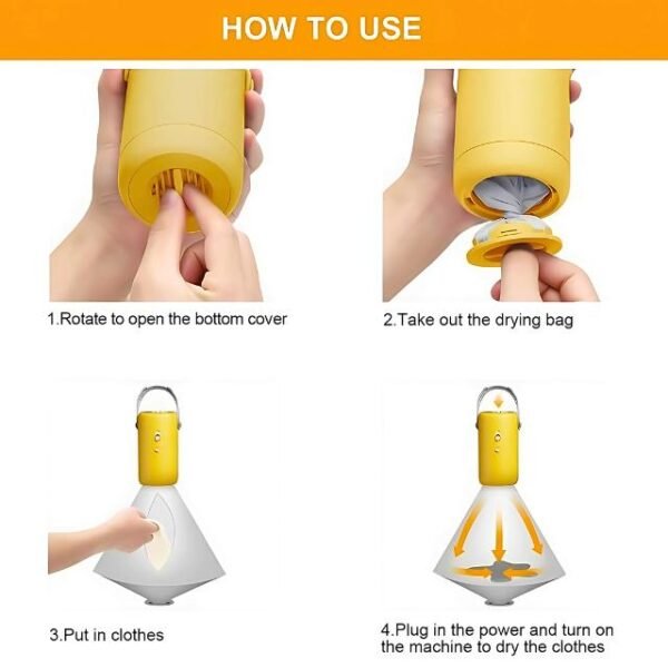 Portable dryer with easy setup for instant, hygienic drying.