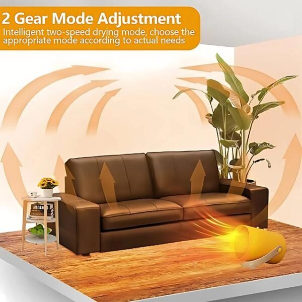 Portable clothes dryer with adjustable power settings for customized drying.