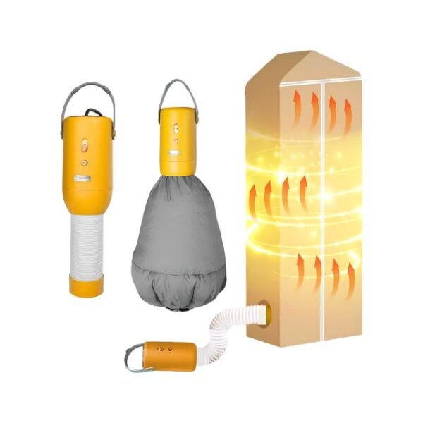 Portable clothes dryer with heat function for instant drying.