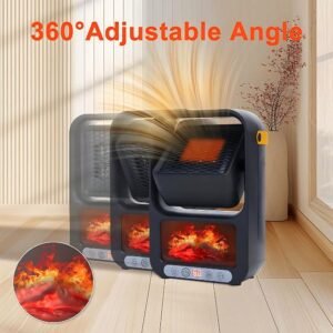 3D Flame Heater 600W with Heat Control, Remote and Timer