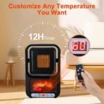 3D flame heater with 12-hour timer and temperature display panel.