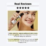 Happy user review of COSRX under eye cream: reduces puffiness, smooths, and hydrates.