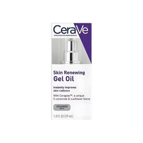 CeraVe skin renewing gel oil box with 29ml size on white background.